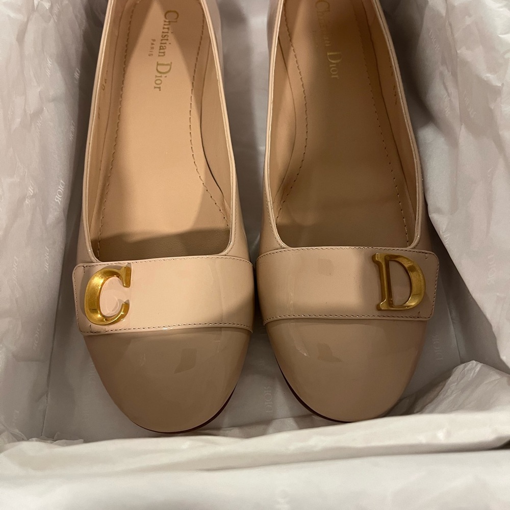 Dior Nude Flats with Gold Detailing